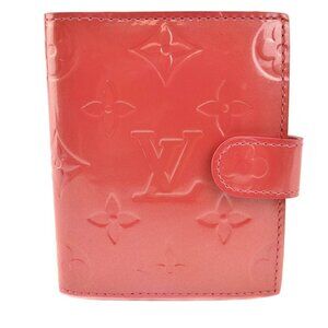 LOUIS VUITTON "Vernis": Peony Pink, "LV" Logo Vernis Card Holder - Pre-Owned